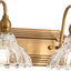 Lámpara tocador vintage 2 luces dorado metal vidrio