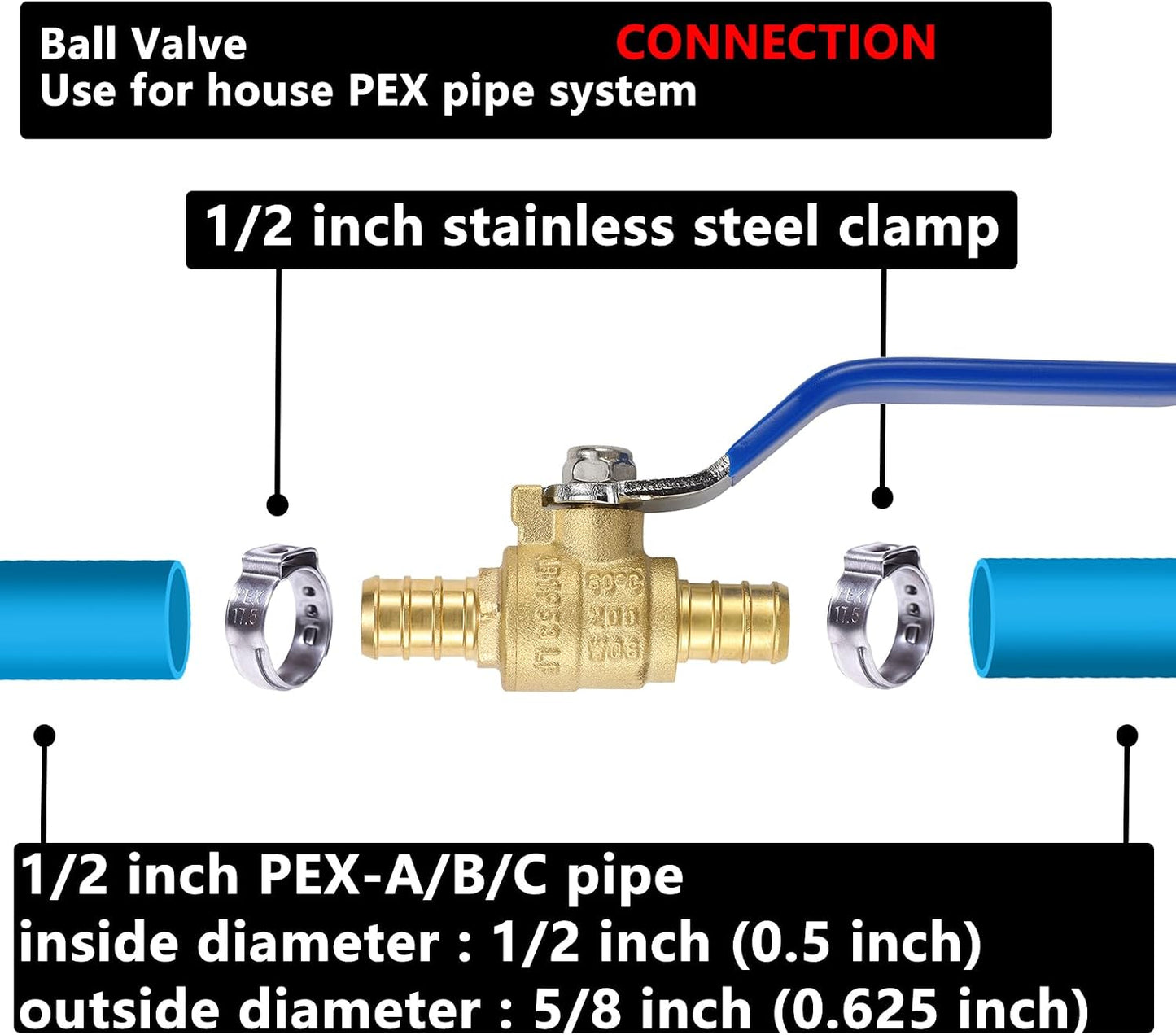 Válvula bola crimpado PEX-B 1/2pulg pack 20