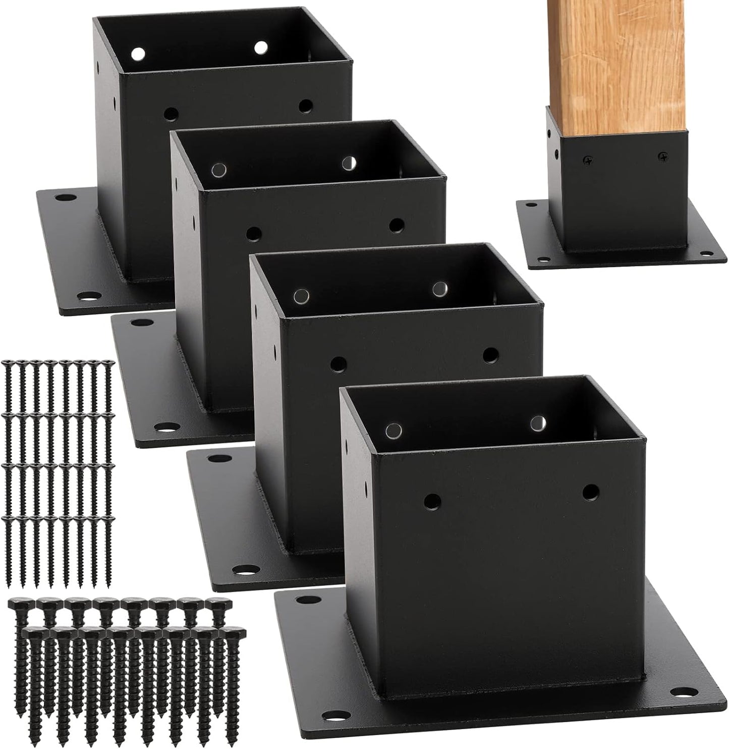 Base poste hierro negro 4x4 3.6x3.6pulg anclaje s para pabellón