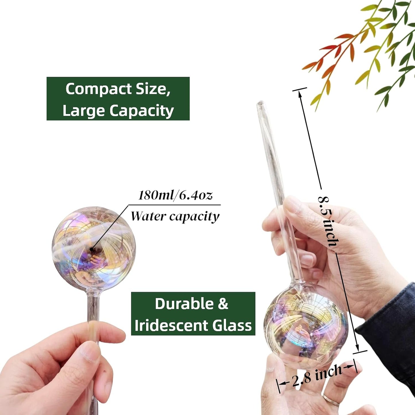 2 Globos Riego Vidrio Arcoíris Sistema Automático
