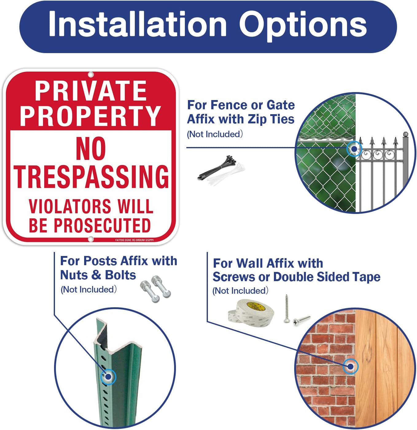 2 Carteles Propiedad Privada 12x12" Aluminio UV Impermeable