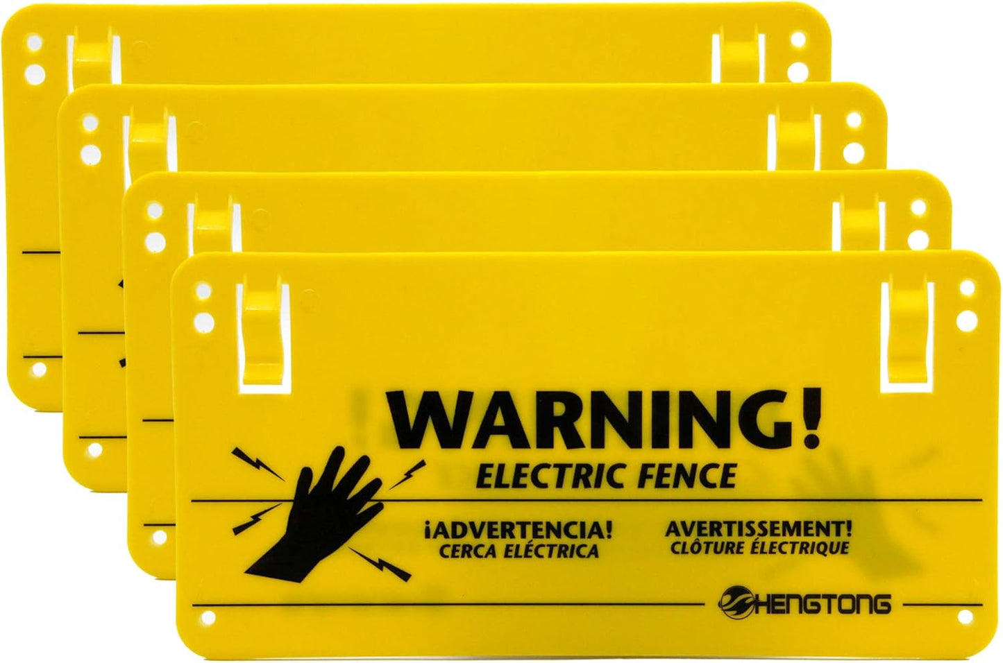 Señales plástico valla eléctrica 4uds 9.5x4.7" amarillo