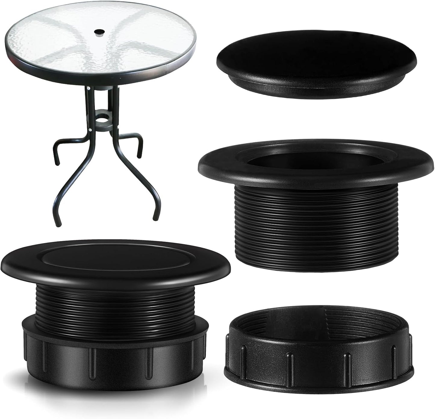 Set enchufe y tapa sombrilla exterior mesa patio negro