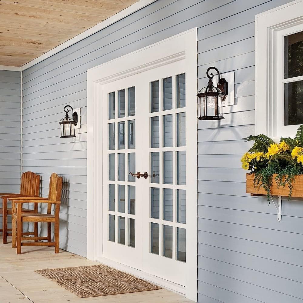 Lámpara pared exterior 15.5pulg negro vidrio biselado