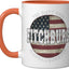 Taza Cerámica Bandera Americana Vintage Naranja/Blanco