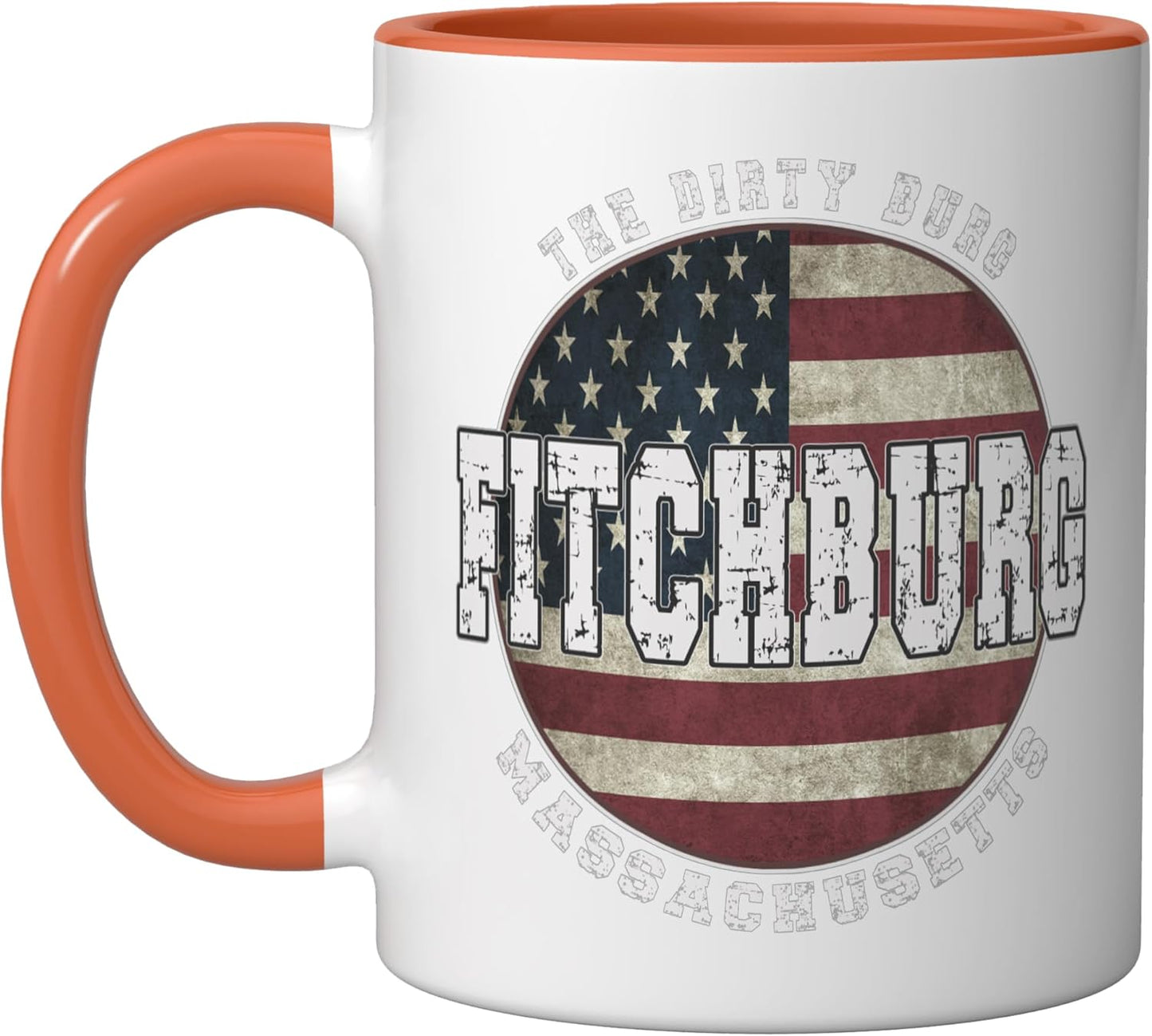 Taza Cerámica Bandera Americana Vintage Naranja/Blanco
