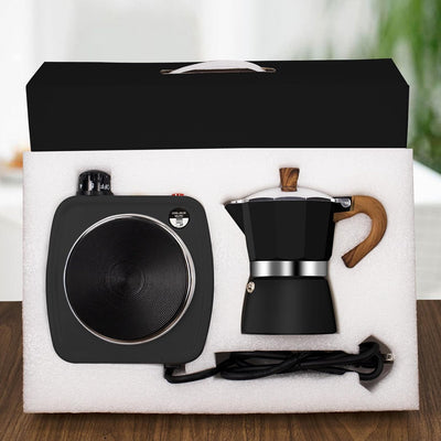 Set Espresso 2en1 Olla Moka 3 Tazas Aluminio