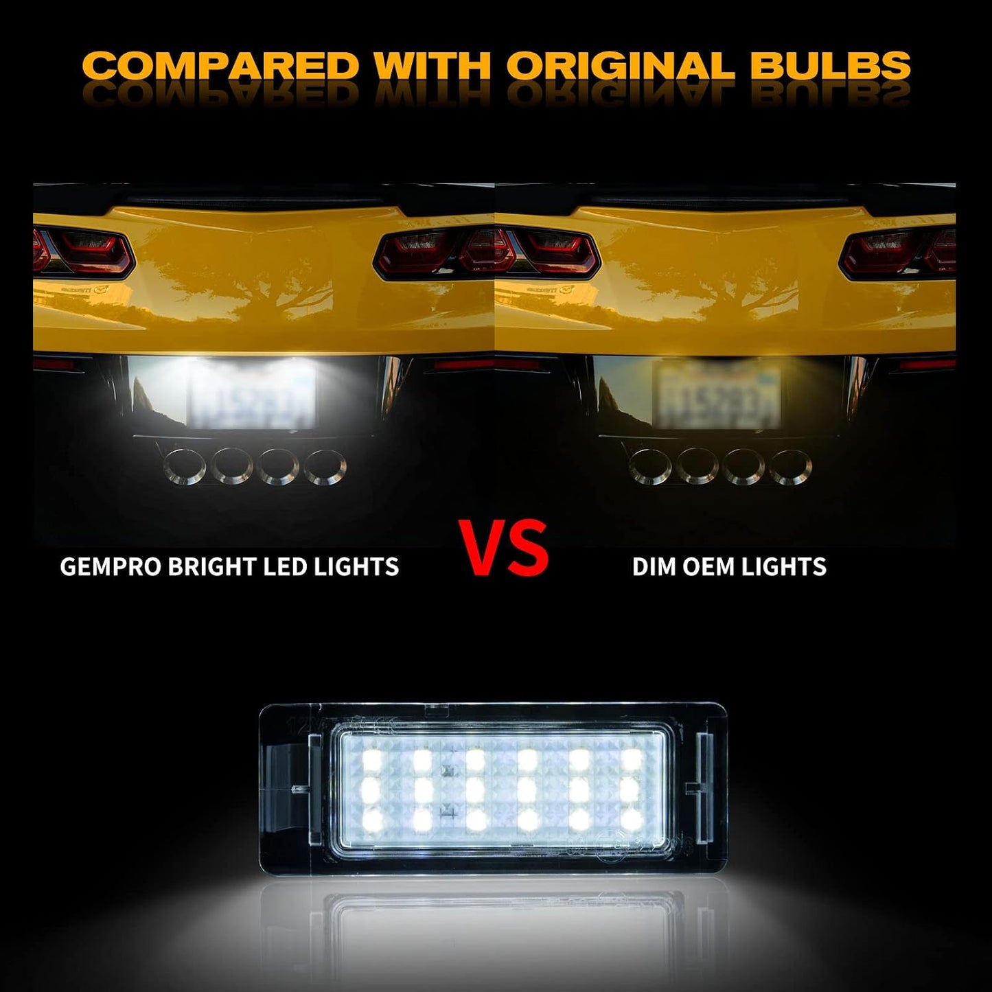 Luz LED matrícula trasera Corvette 6000K blanca 2pcs