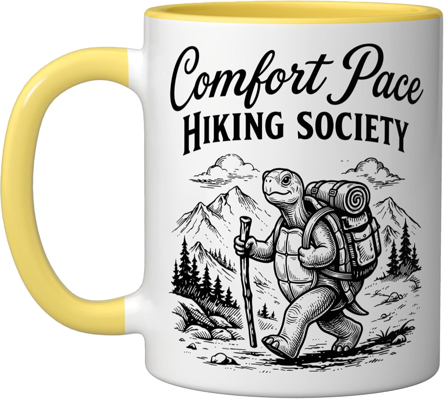 Taza Cerámica para Caminata Lenta Amarillo Blanco