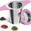Infusor té acero inox 18/8 con asas silicona color rosa