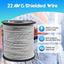 Cable blindado 22/2 CL3P 200ft cobre puro para alarma