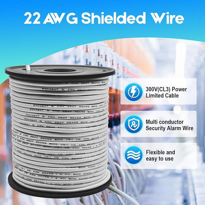 Cable blindado 22/4 CL3P 100ft cobre puro para alarma
