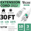 Cable extensión 30ft 15A resistente con extremo iluminado