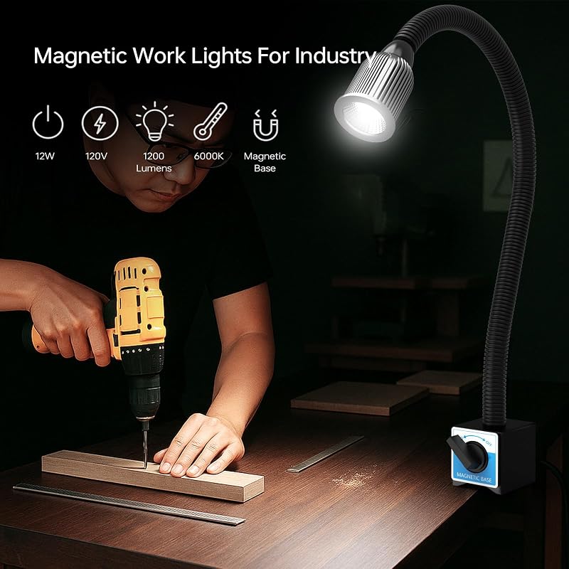 Luz magnética 1200 lúmenes base ajustable fresado CNC