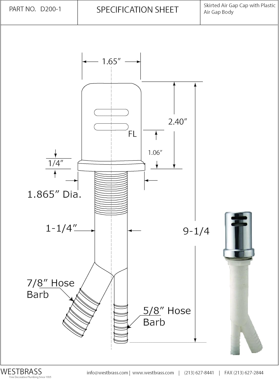 Kit tapa aire latón 1-3/4x2-3/4 pulg cromo