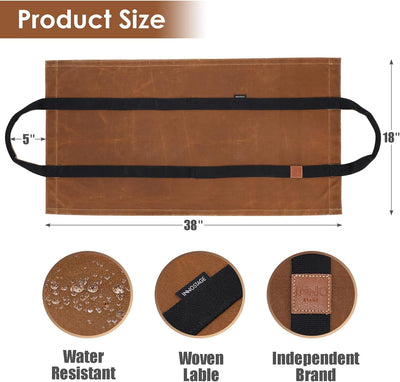 Bolsa transportadora leña correas dobles lona encerada 16oz