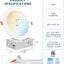6 Luces LED empotrables 6pulg 2700-5000K regulable
