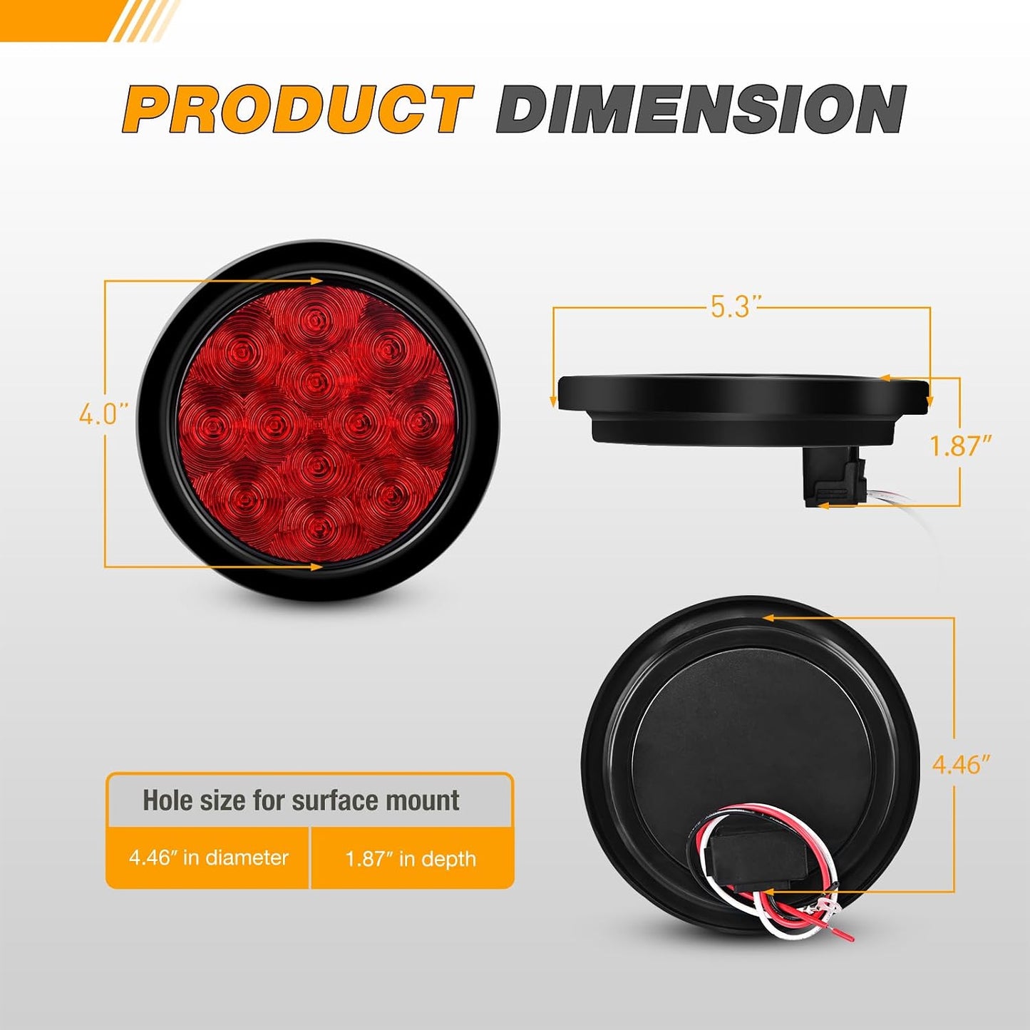 Luz trasera remolque 4pulg 12 LED rojas con soportes IP67