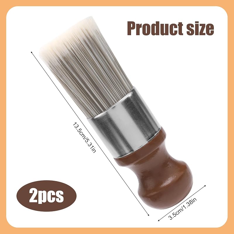 2 Pzas Cepillo Pomada Cuero y Madera Cerdas Suaves Marrón