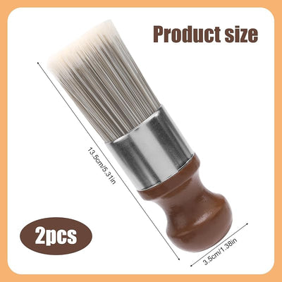2 Pzas Cepillo Pomada Cuero y Madera Cerdas Suaves Marrón