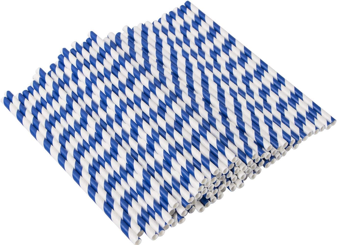 Pajitas papel biodegradable a rayas azules 144 uds