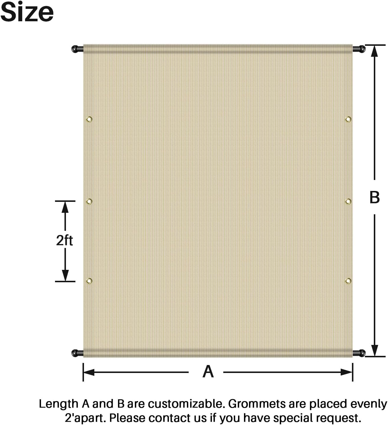 Toldo universal pérgola 9x16ft varillas ponderadas beige