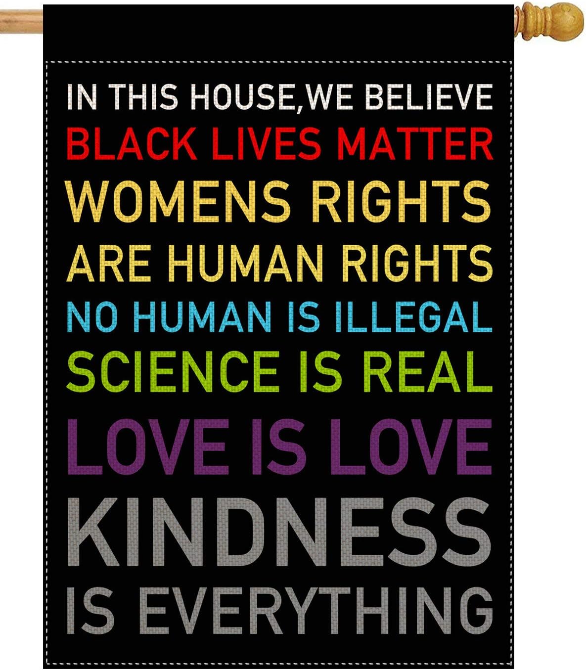 Bandera doble cara In This House We Believe 28x40"