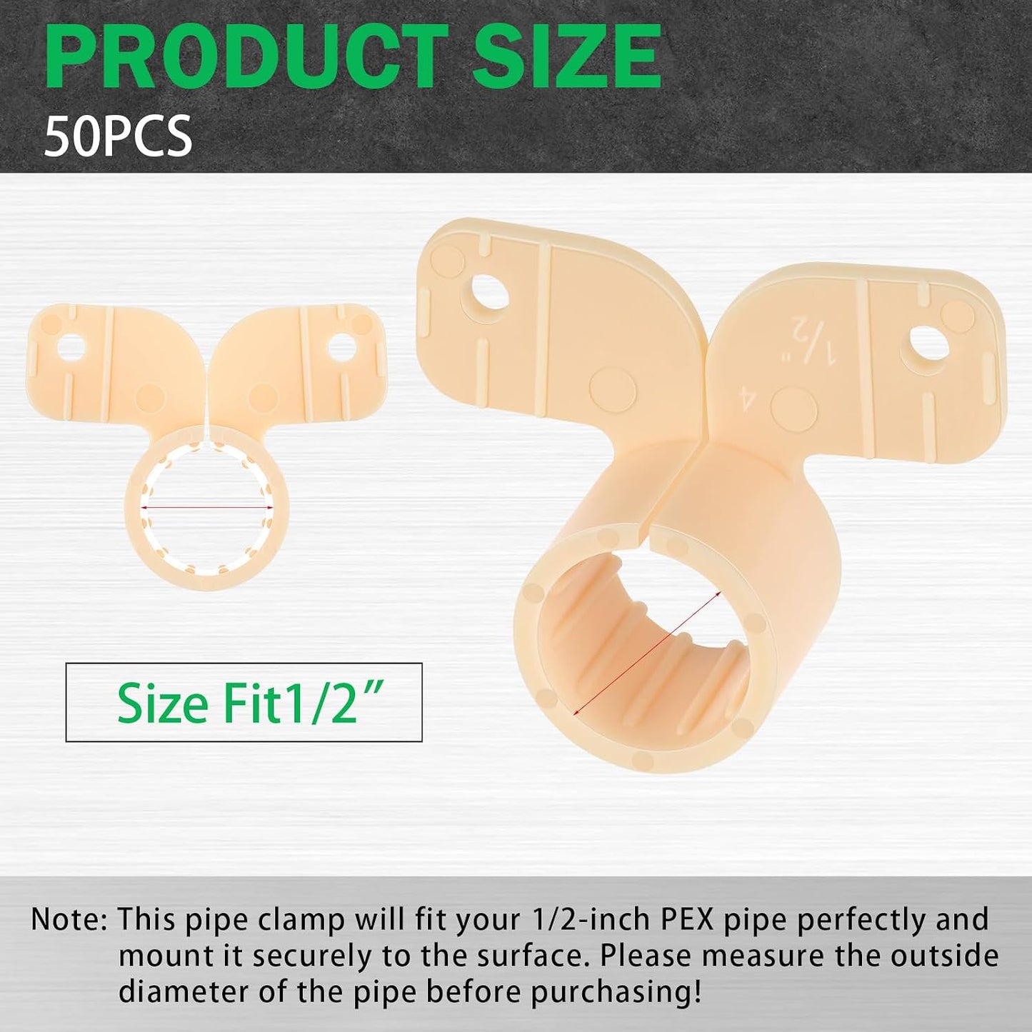 50 Abrazaderas PEX 1/2pulg para Tubos Beige