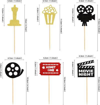 36 Adornos Cupcakes Película Purpurina Temática Hollywood
