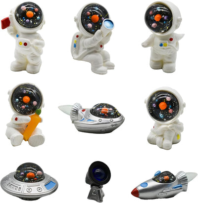 Juego 9 figuras resina astronautas cohetes decoración