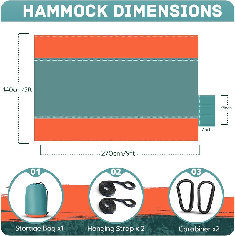 Hamaca portátil nailon para campamento individual doble naranja