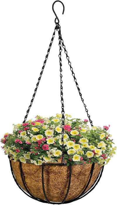 Cesta colgante para flores con cadena decorativa