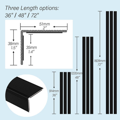 5 Molduras Aluminio 36pulg Escalones Negro Antideslizantes