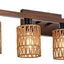 6 Luces Madera Tocador Baño Ratán Iluminación Pared