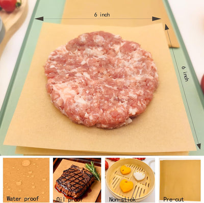 Papel de hamburguesa antiadherente 6 x 6 pulgadas 100 piezas