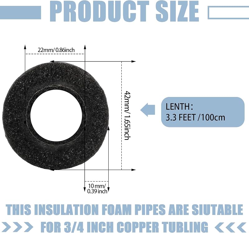 24 Pzas Tubo Espuma Aislante para Tubería Agua