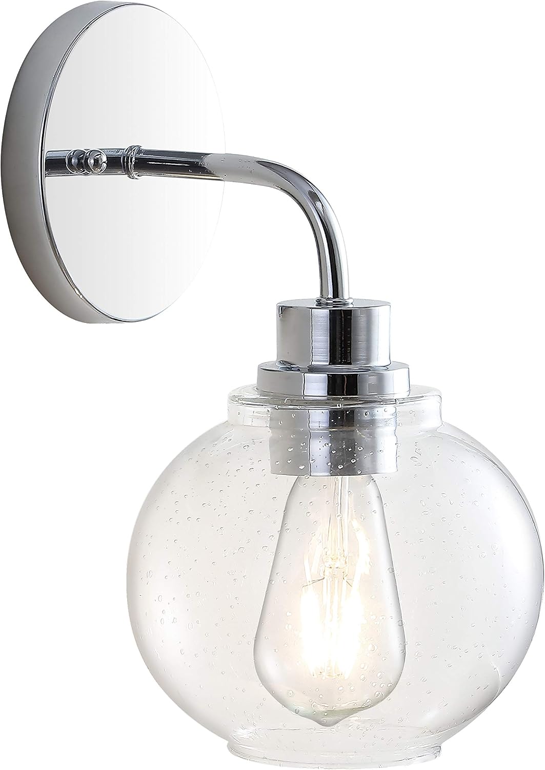 Lámpara pared LED cromada 6.5pulg baño vidrio transparente