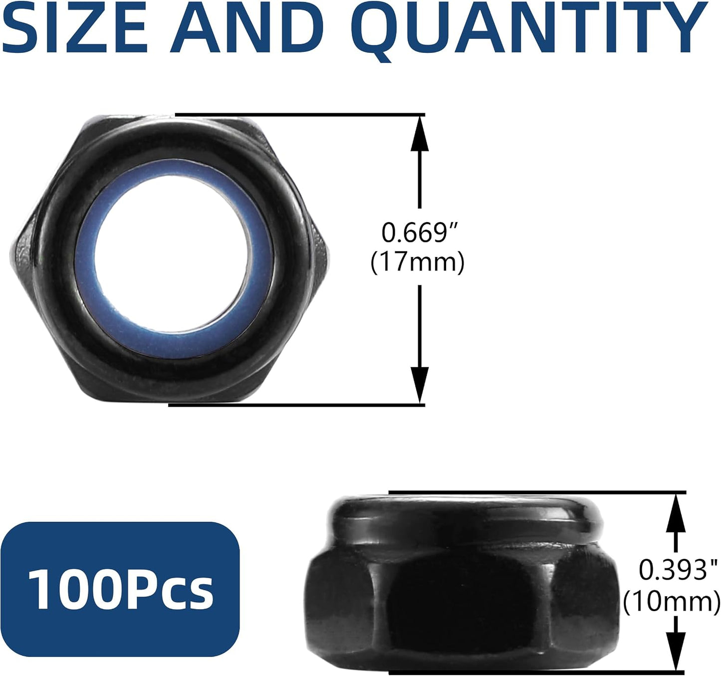 Tuercas bloqueo hex 100 und acero inox 304 negro