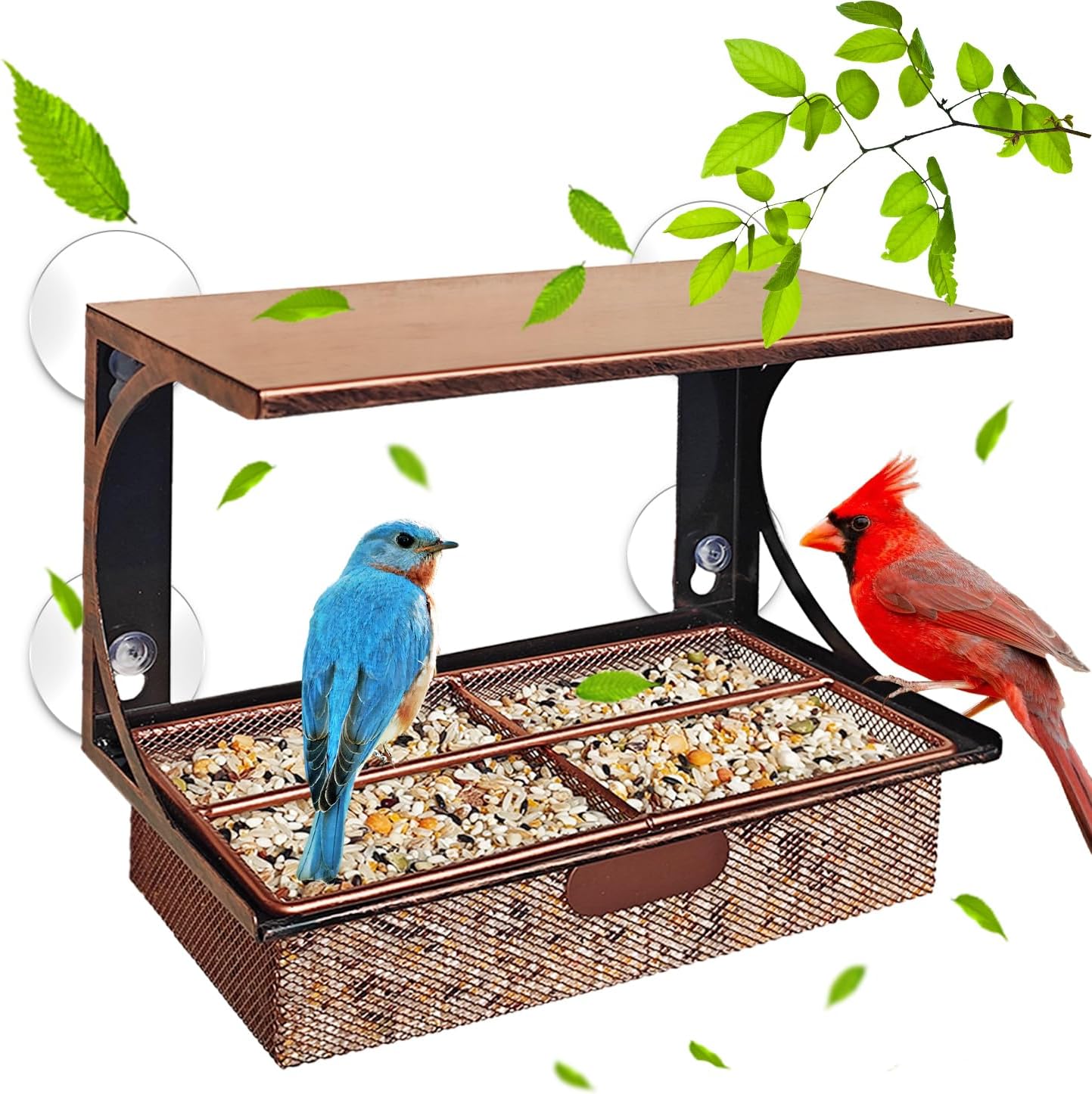 Comedero aves para ventana con ventosas metal regalo naturaleza