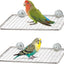 2 Perchas Acero Inox para Pájaros Rejilla Abierta Plataforma Plana