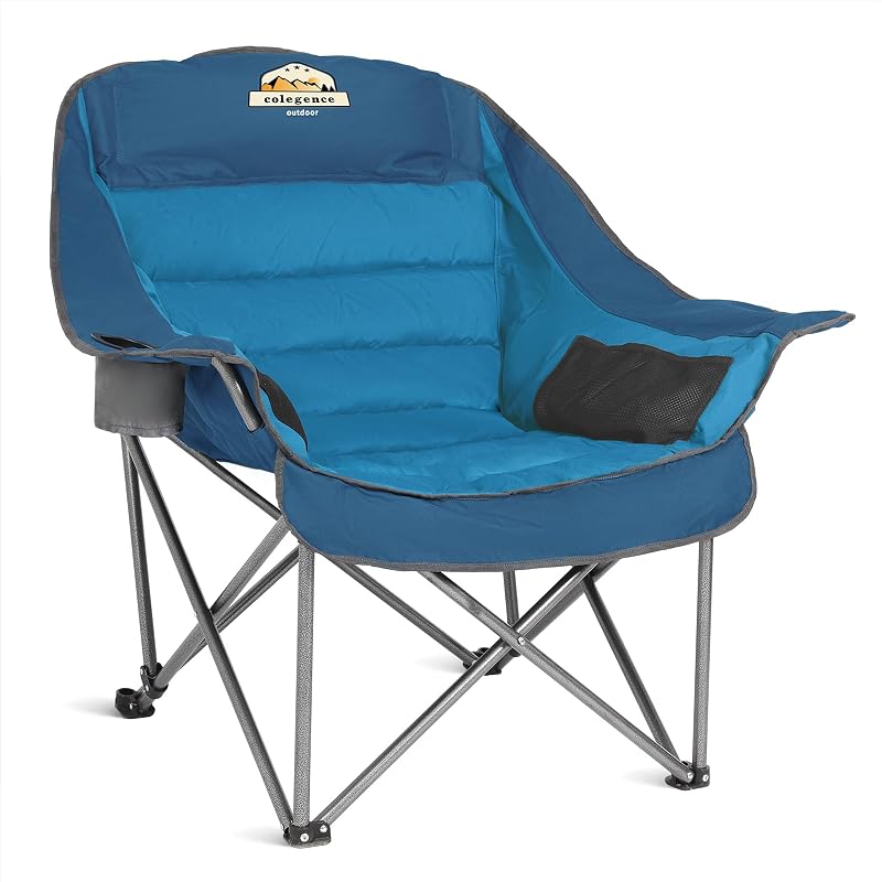 Silla campamento acolchada XL plegable 450lb con bolsillo