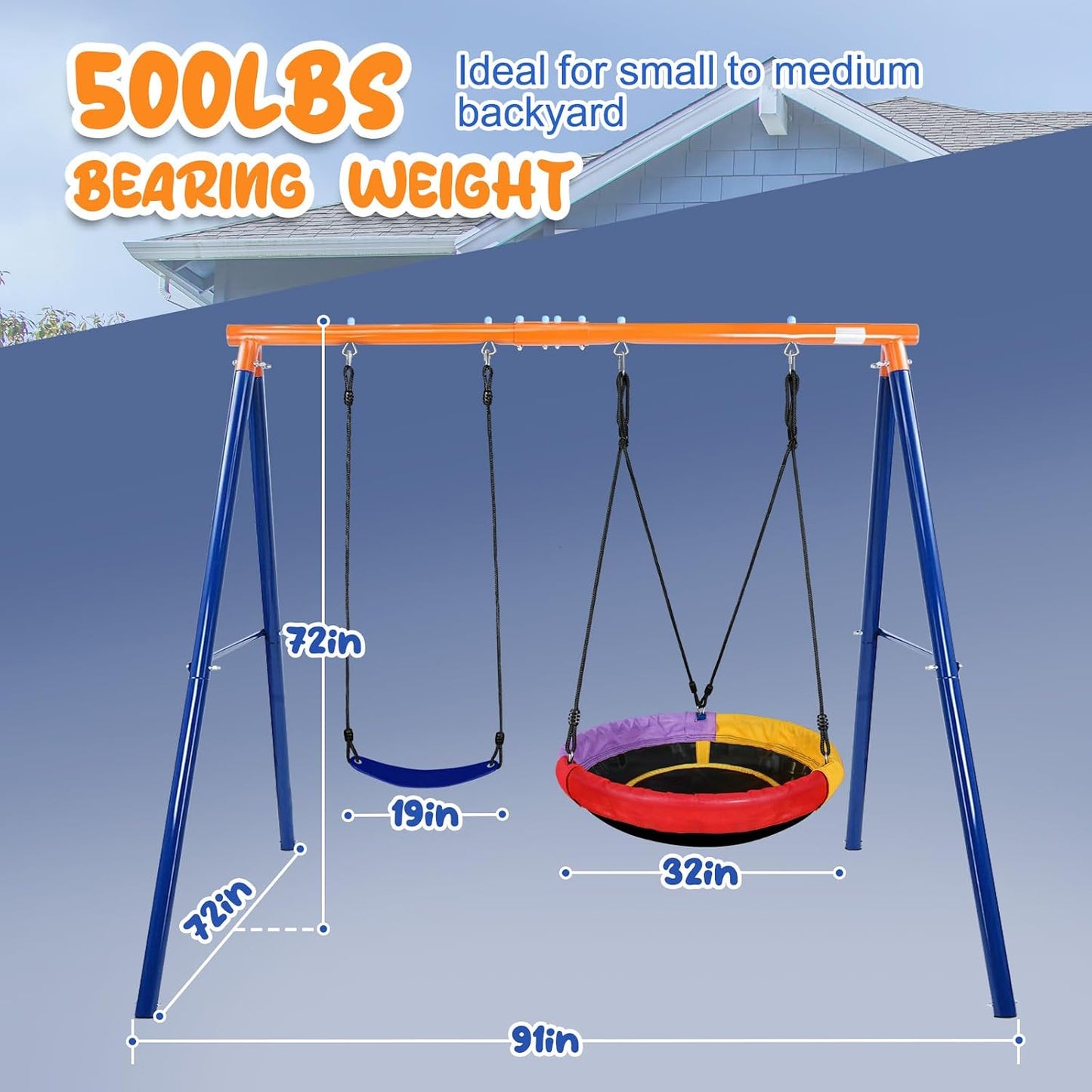 Set columpios metal 500lb patio 2en1 32pulg