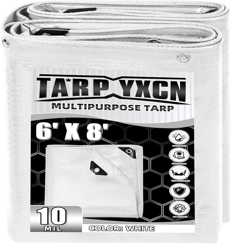 Lona blanca polietileno 6x8ft impermeable UV resistente