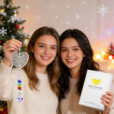 Atrapasoles de cristal con prisma de corazón para hermana