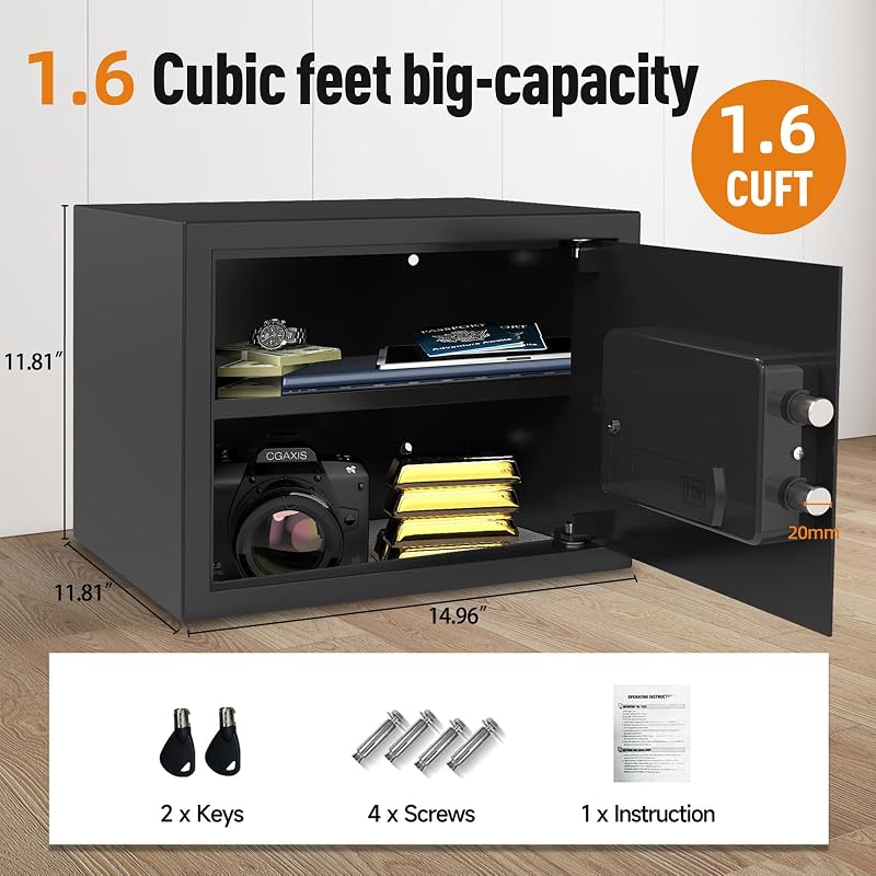 Caja fuerte digital acero 1.6 pies cúbicos con puerto carga