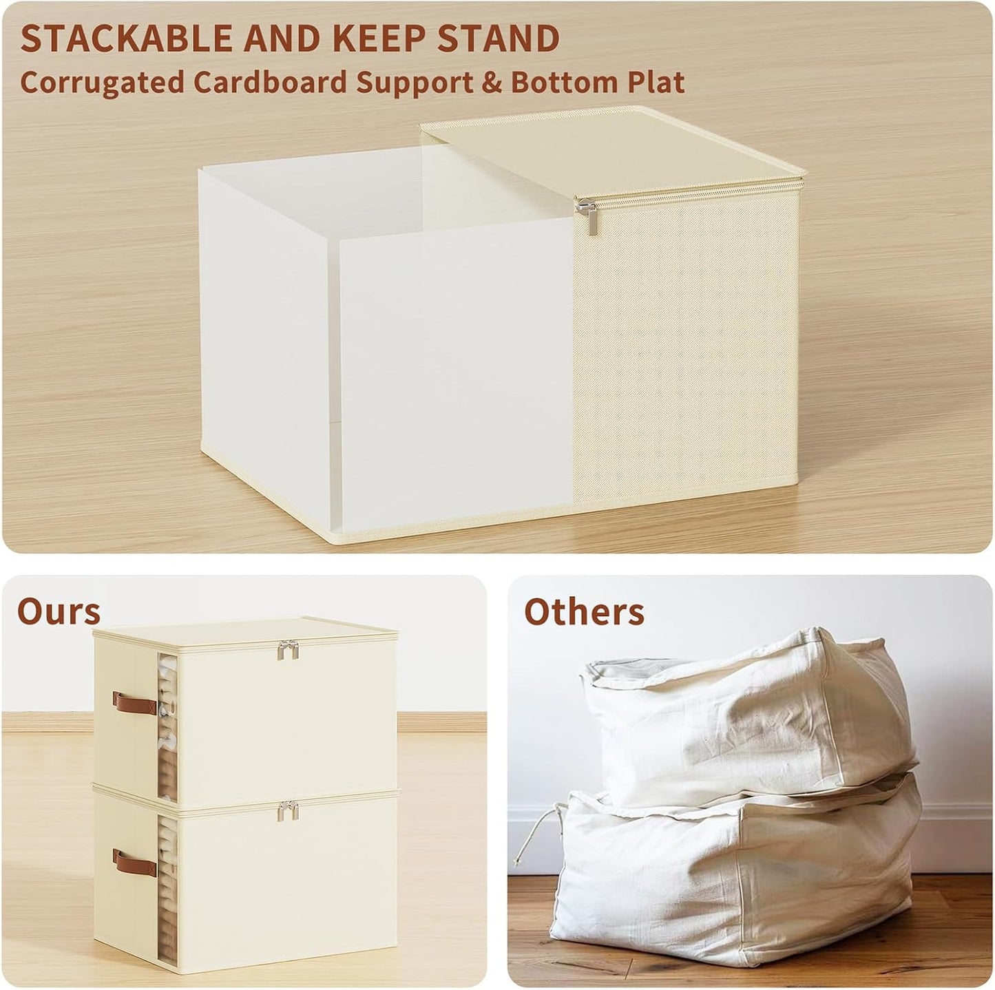 Cubo almacenamiento ropa tela plegable con tapa y cremallera