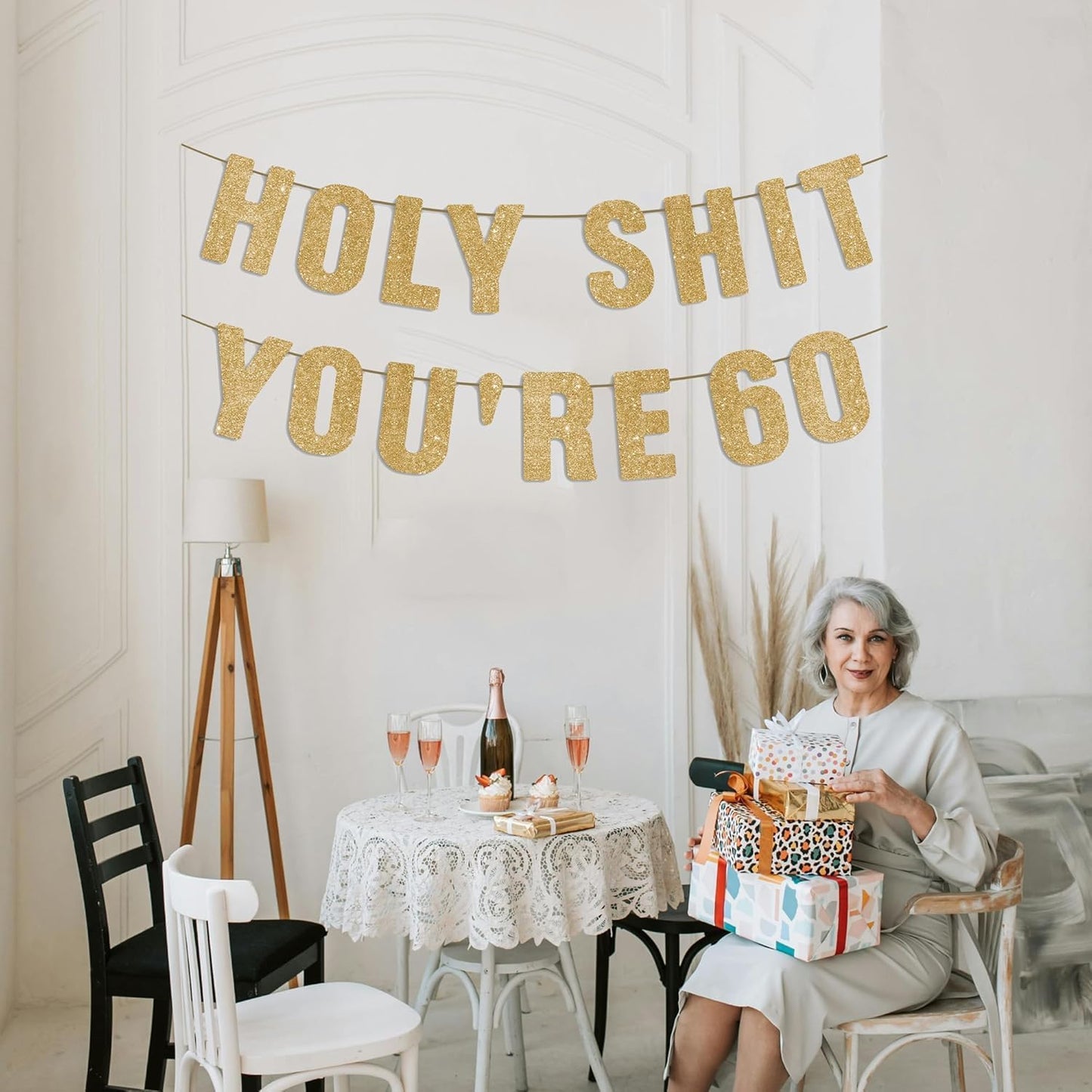 Cartel cumpleaños 60 dorado para él y ella