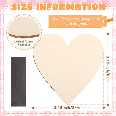 80 Imanes Corazón Madera 3.15pulg para Manualidades Decoración