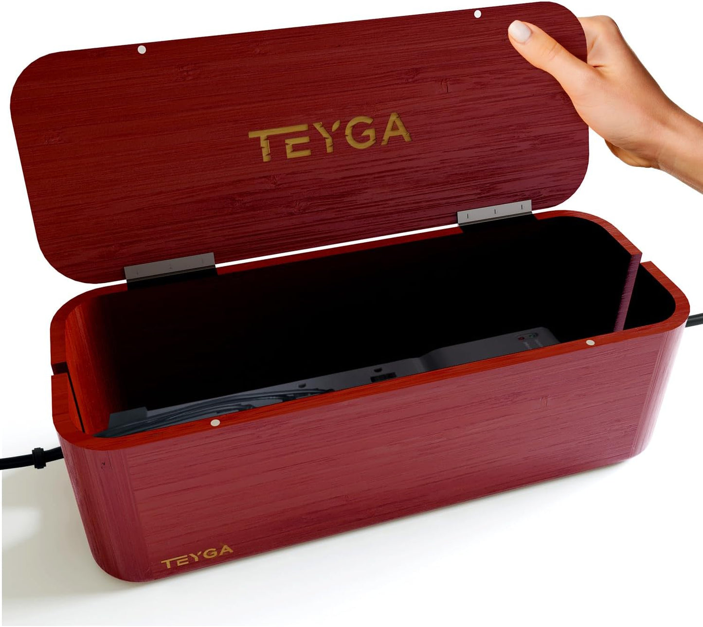 Caja organizadora cables bambú indestructible elegante