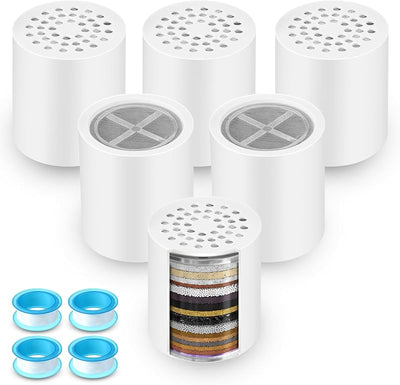 6 Cartuchos Filtro Ducha 20 Etapas para Agua Dura